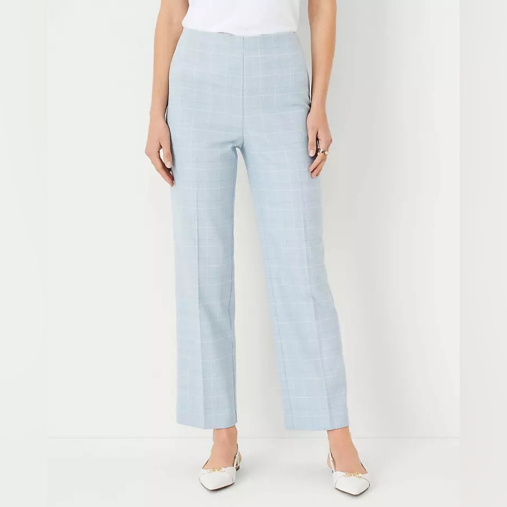 Ann Taylor The Side Zip High Rise Pencil Pant - Blue Windowpane
